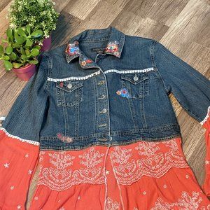 Upcycled Denim Boho Jacket